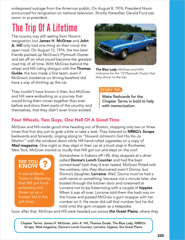Illustration for article titled Education FTW! The Latest McGraw-Hill History Textbook Includes A Chapter On The Time McGraw And Hill Took The Greatest Road Trip Of All Time